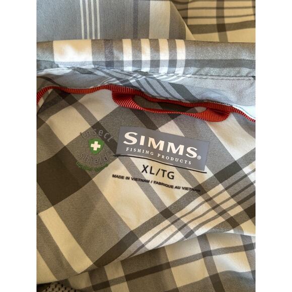SIMMS Fishing Shirt Mens XL Plaid Long Sleeve Button Up Insect Shield Bugstopper - Picture 7 of 10